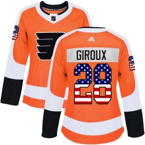 Damen Philadelphia Flyers Trikot Claude Giroux 28 Orange USA Flag Fashion Authentic